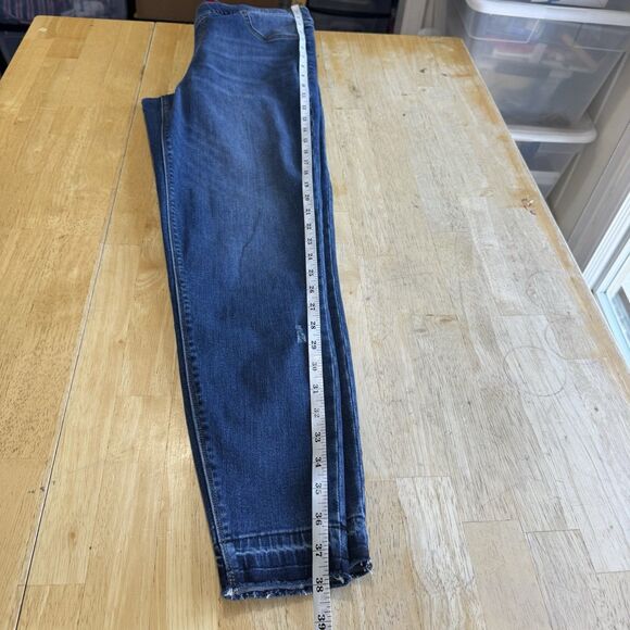 Spanx Distressed Denim Jeans Stretch Ankle Skinny Frayed Medium Wash Pull On XL - Picture 11 of 11